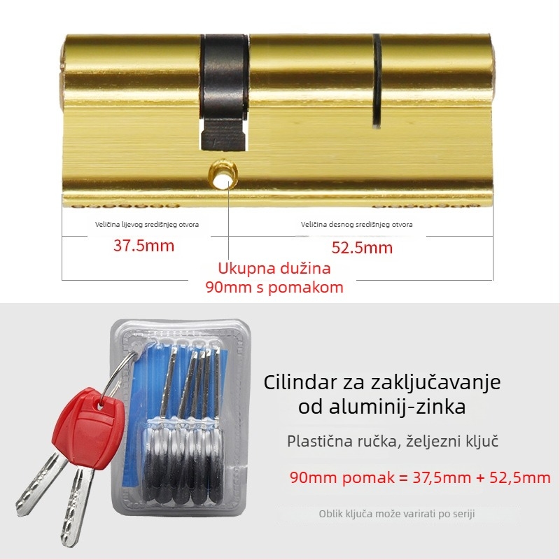 Cilindar zaključavanja za protivkrađna vrata, aluminijsko-cinkov premaz, model 8010, moderan minimalistički stil