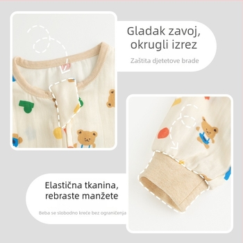 Dječji spavaći vreć od pamuka, tanki ljetni/proljetni model, podstava od pamuka, s karikaturnim uzorkom, za djecu 1–3 godine