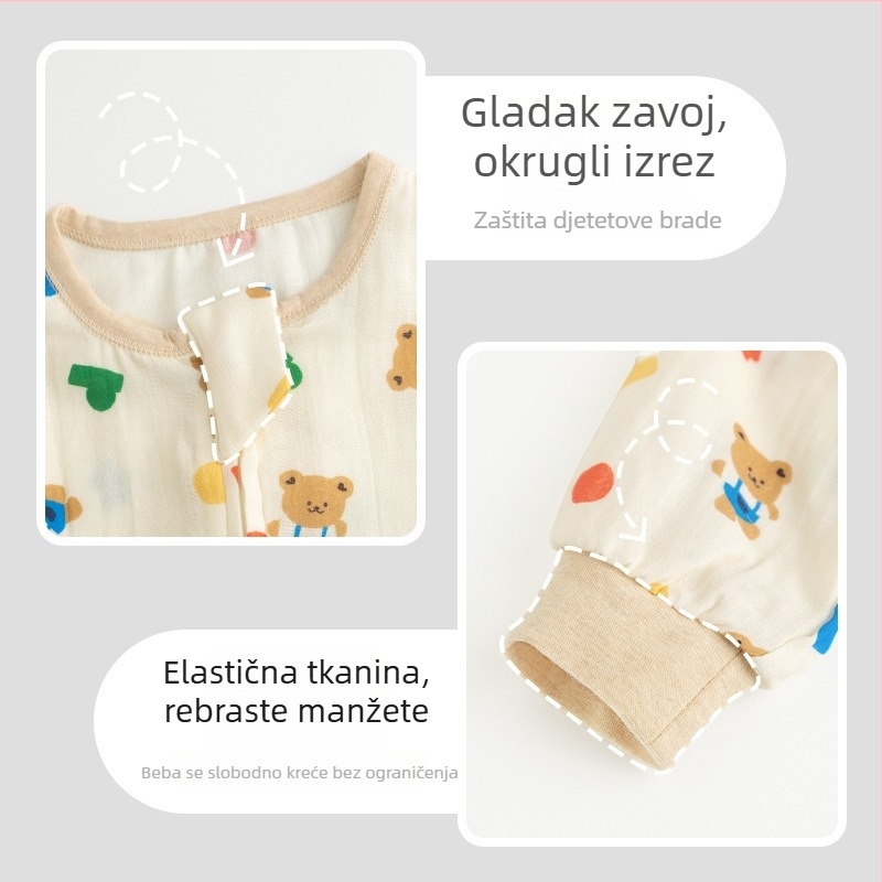 Dječji spavaći vreć od pamuka, tanki ljetni/proljetni model, podstava od pamuka, s karikaturnim uzorkom, za djecu 1–3 godine