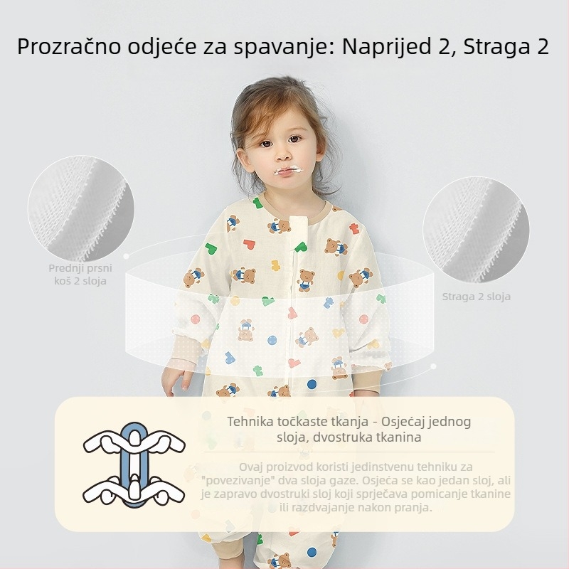Dječji spavaći vreć od pamuka, tanki ljetni/proljetni model, podstava od pamuka, s karikaturnim uzorkom, za djecu 1–3 godine