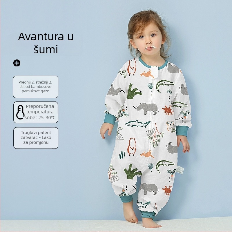 Dječji spavaći vreć od pamuka, tanki ljetni/proljetni model, podstava od pamuka, s karikaturnim uzorkom, za djecu 1–3 godine