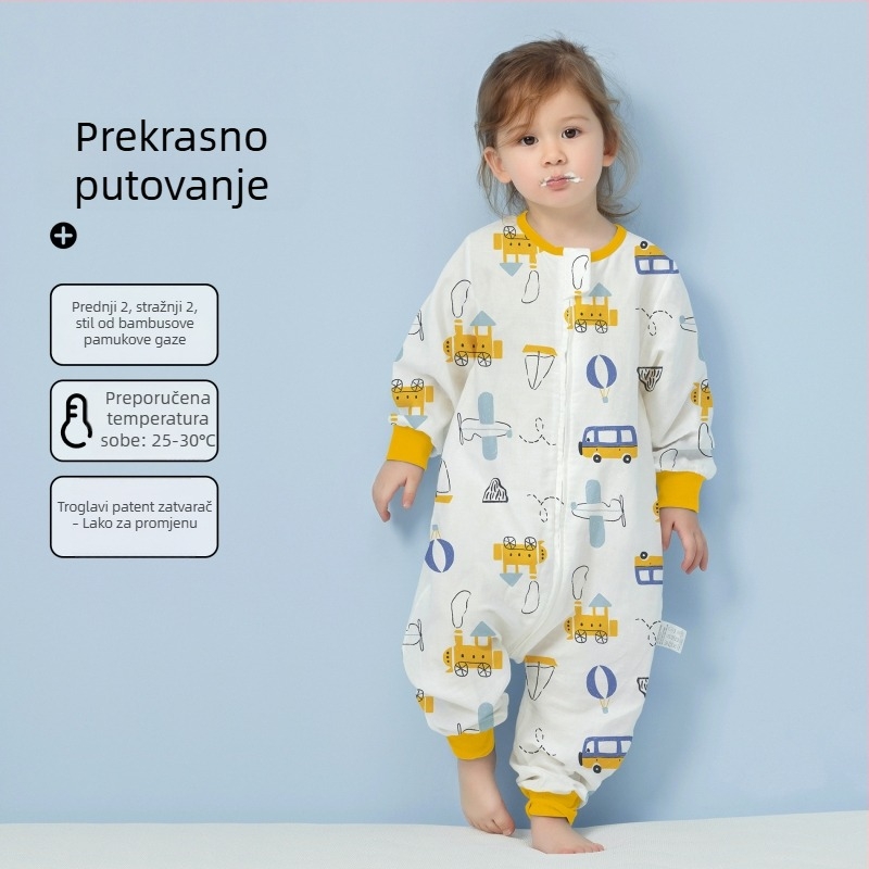 Dječji spavaći vreć od pamuka, tanki ljetni/proljetni model, podstava od pamuka, s karikaturnim uzorkom, za djecu 1–3 godine