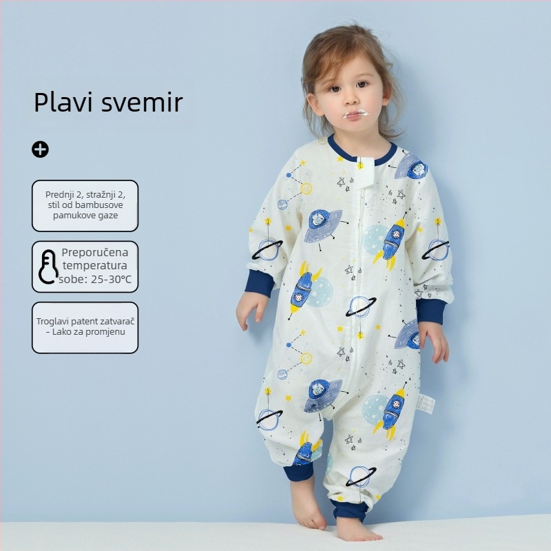 Dječji spavaći vreć od pamuka, tanki ljetni/proljetni model, podstava od pamuka, s karikaturnim uzorkom, za djecu 1–3 godine