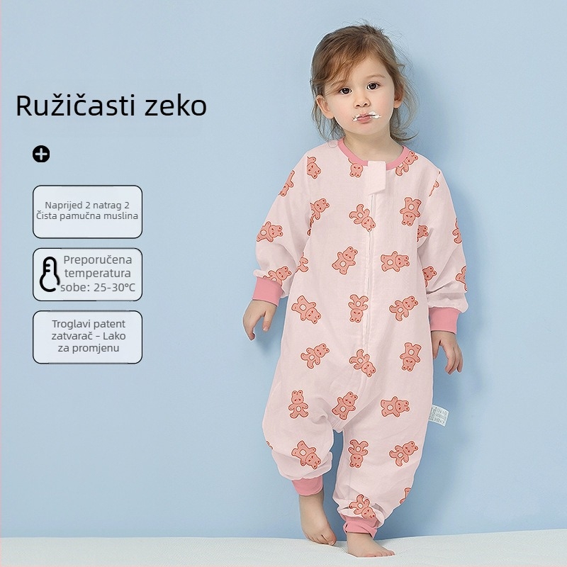 Dječji spavaći vreć od pamuka, tanki ljetni/proljetni model, podstava od pamuka, s karikaturnim uzorkom, za djecu 1–3 godine