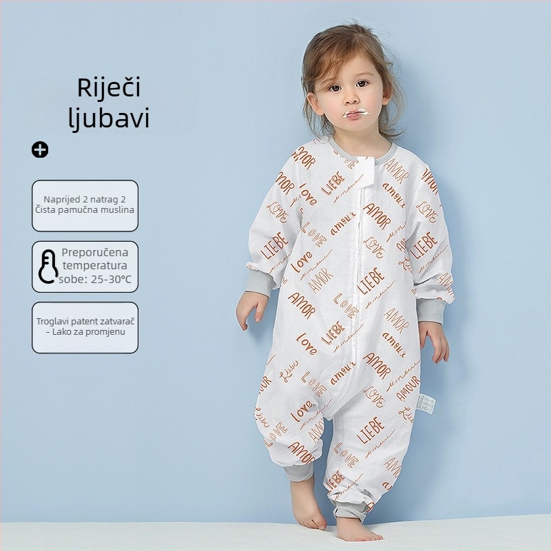 Dječji spavaći vreć od pamuka, tanki ljetni/proljetni model, podstava od pamuka, s karikaturnim uzorkom, za djecu 1–3 godine