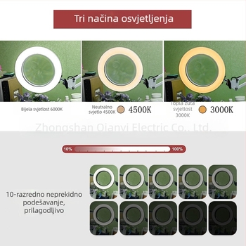 LED stolna lampa s sklopnim povečalom – svjetlo za čitanje i održavanje, USB napajanje 12W, metalni sjenilnik, CE certifikat