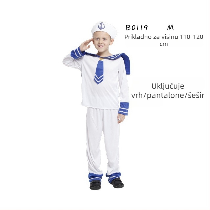 Kostim mornara za odrasle i djecu — kazališna izvedba, 90% poliester