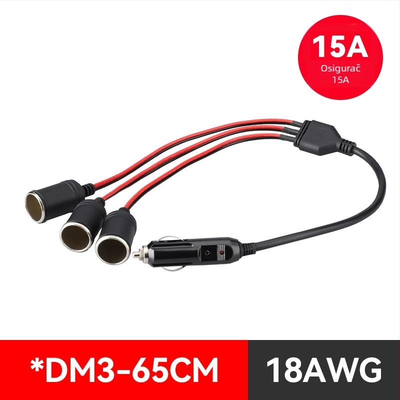 Youliang Produžni kabel upaljača 12-24V, adapter s krokodil klipovima, DZ model, izlaz 5V boost