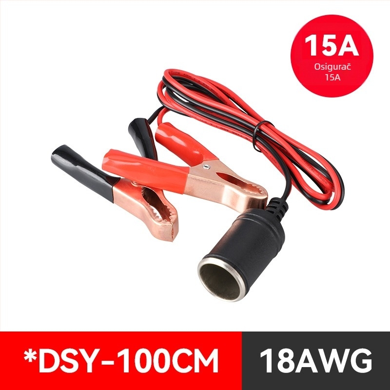 Youliang Produžni kabel upaljača 12-24V, adapter s krokodil klipovima, DZ model, izlaz 5V boost