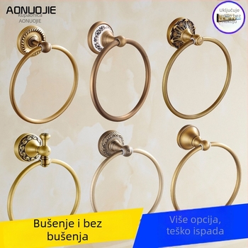 Držač ručnika bez bušenja, od bakra, antik, europski stil, okrugli (Materijal: Bakar; Certifikacija: EU CE certifikat; Porijeklo: kontinentalna Kina)