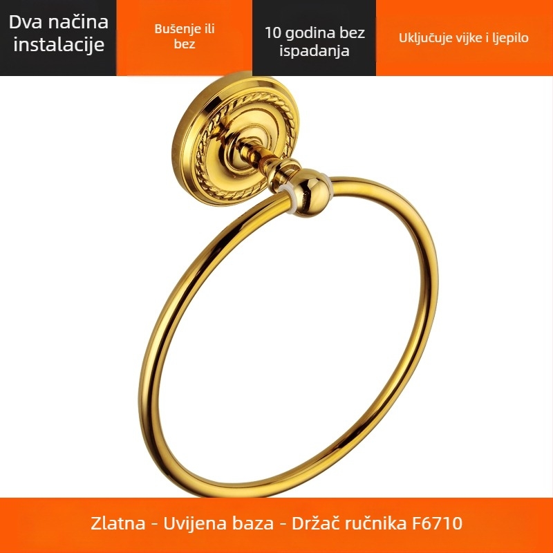 Držač ručnika bez bušenja, od bakra, antik, europski stil, okrugli (Materijal: Bakar; Certifikacija: EU CE certifikat; Porijeklo: kontinentalna Kina)