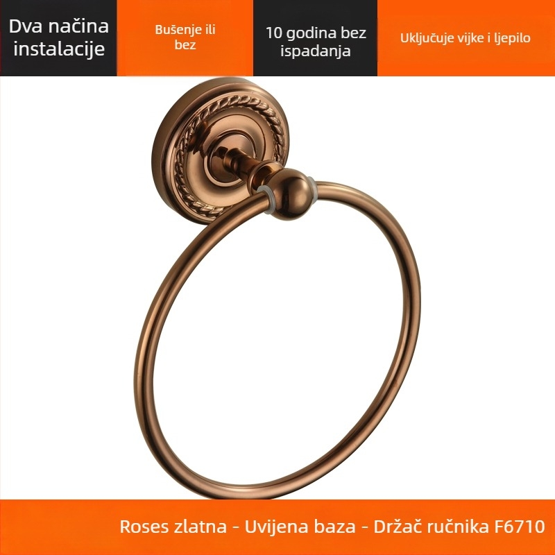 Držač ručnika bez bušenja, od bakra, antik, europski stil, okrugli (Materijal: Bakar; Certifikacija: EU CE certifikat; Porijeklo: kontinentalna Kina)