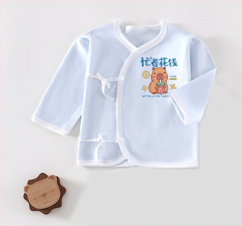 Novorođeni pamučni top s vezicama, 100% pamuk, meka tkanina, bez kapulje, bez ovratnika