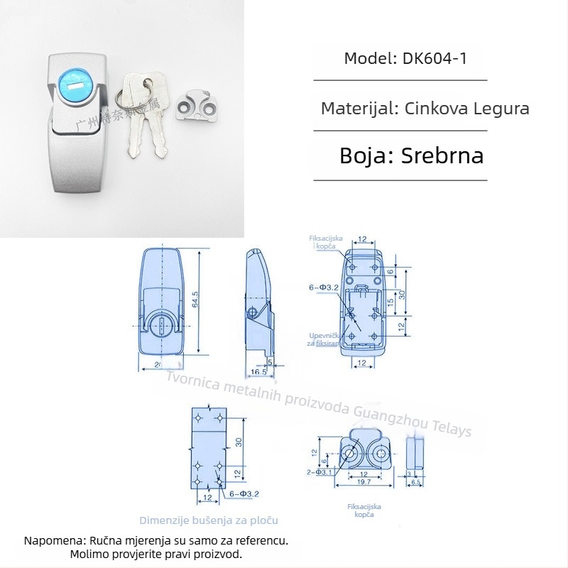 Ternis DK604/DKS hasp brava – cinkov spoj, za električne ormariće i razvodne kutije, model DKS/DK604