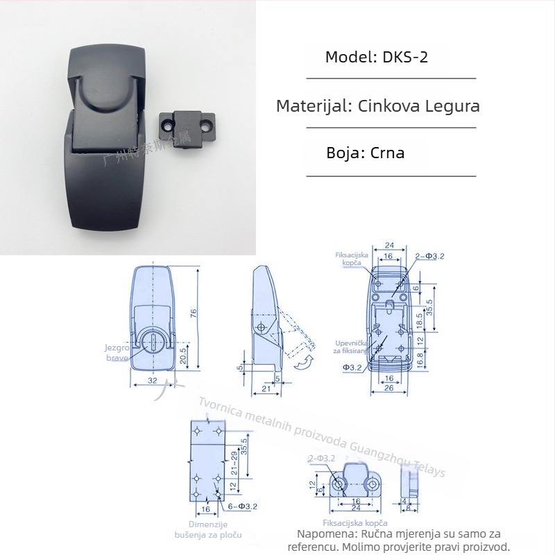Ternis DK604/DKS hasp brava – cinkov spoj, za električne ormariće i razvodne kutije, model DKS/DK604