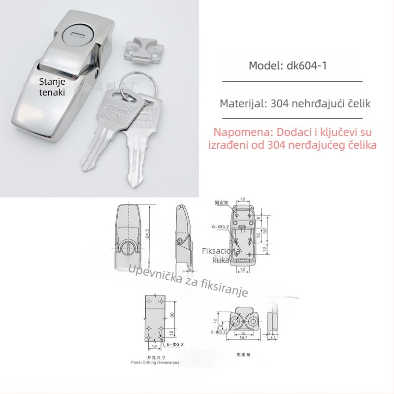 Ternis DK604/DKS hasp brava – cinkov spoj, za električne ormariće i razvodne kutije, model DKS/DK604