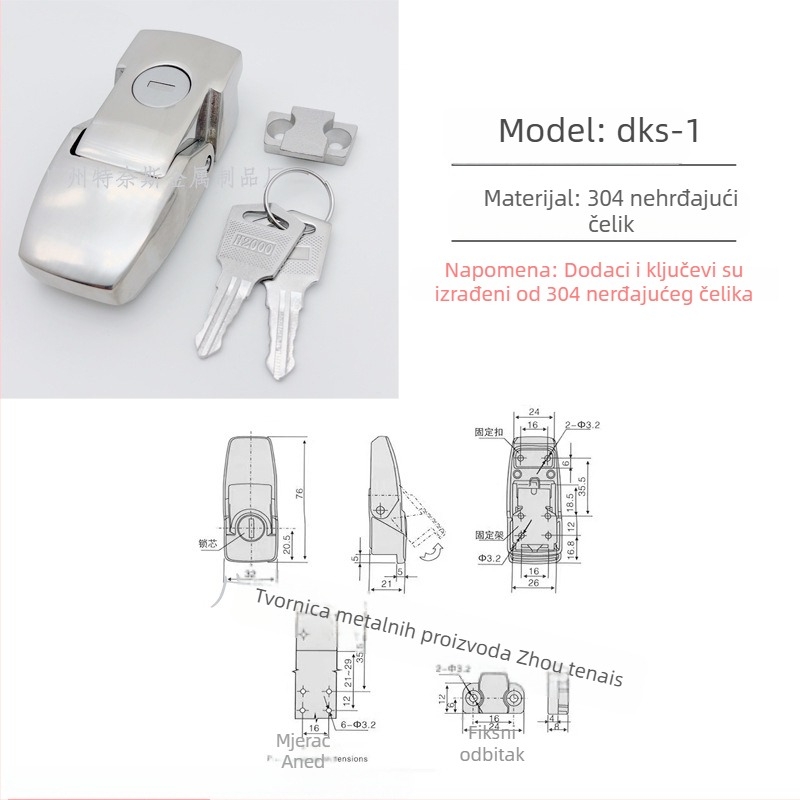 Ternis DK604/DKS hasp brava – cinkov spoj, za električne ormariće i razvodne kutije, model DKS/DK604