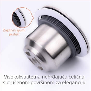 Set odvoda za kuhinjsku sudoper od nehrđajućeg čelika, povlačni tip, moderan minimalistički stil, model: Kitchen Sink Steel Head