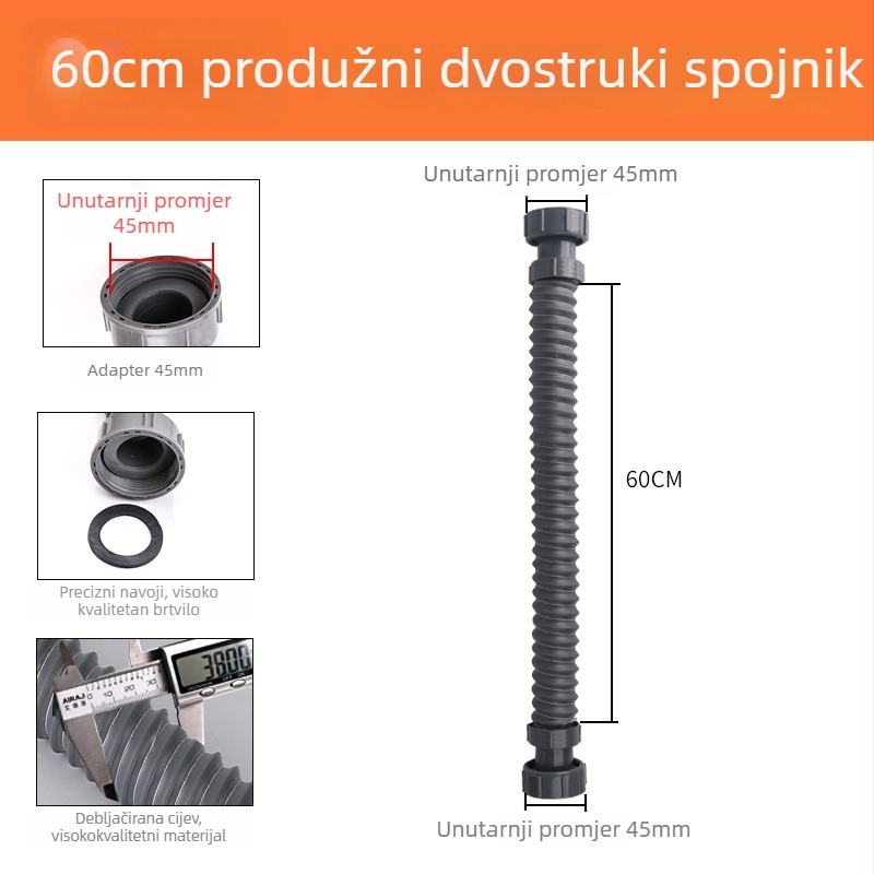 Set odvoda za kuhinjsku sudoper od nehrđajućeg čelika, povlačni tip, moderan minimalistički stil, model: Kitchen Sink Steel Head