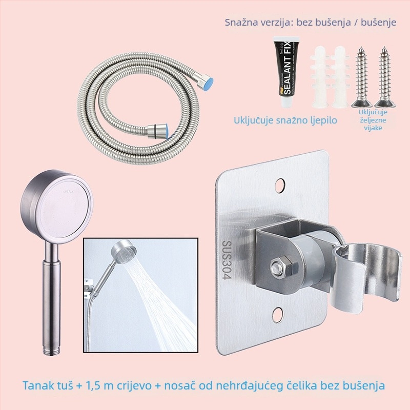 HZ388 nehrđajući čelični nosač za tuš – montaža bez bušenja, podesivi držač za glavicu tuša s funkcijom kiše