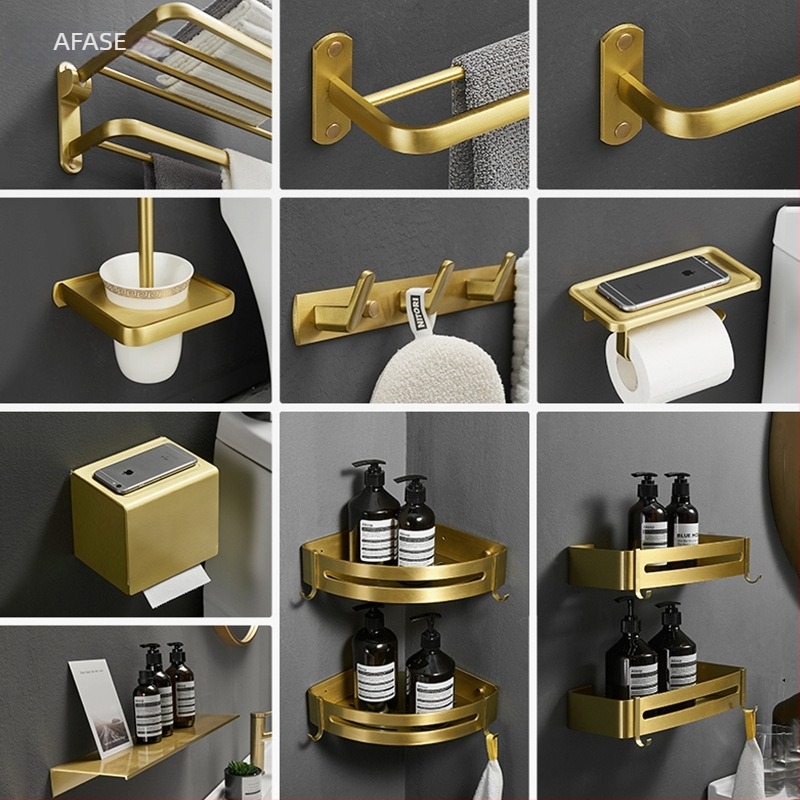 Zidni set držača ručnika za kupaonicu, od Space aluminija s brušenom anodizacijom, europski stil laganog luksuza, 2-6+ komada