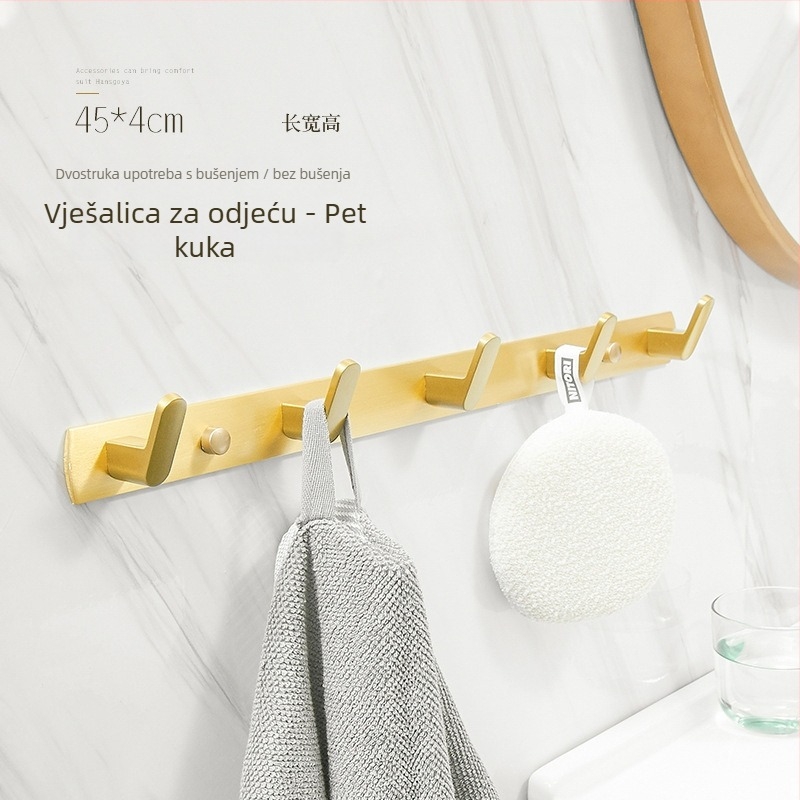 Zidni set držača ručnika za kupaonicu, od Space aluminija s brušenom anodizacijom, europski stil laganog luksuza, 2-6+ komada
