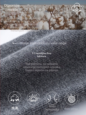 Pamuk leggings s fleece podstavom, visokim strukom, uskim krojem, ribovanom teksturom, srednje debljine