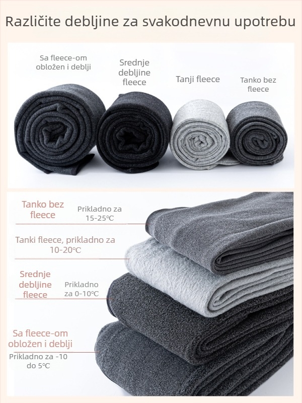 Pamuk leggings s fleece podstavom, visokim strukom, uskim krojem, ribovanom teksturom, srednje debljine