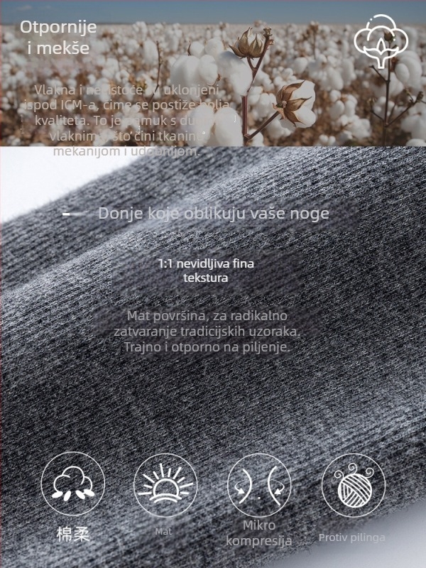 Pamuk leggings s fleece podstavom, visokim strukom, uskim krojem, ribovanom teksturom, srednje debljine