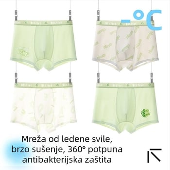 Dječje muške gaćice za dječake, Ice Silk tkanina, 85% najlon, 15% spandeks, ljeto 2025, bez šavova