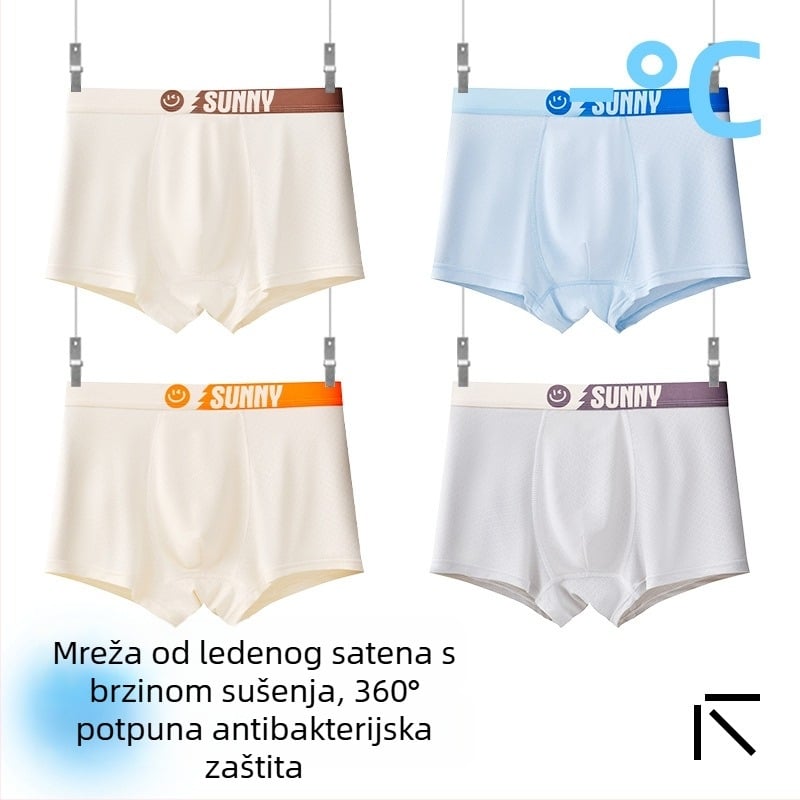 Dječje muške gaćice za dječake, Ice Silk tkanina, 85% najlon, 15% spandeks, ljeto 2025, bez šavova