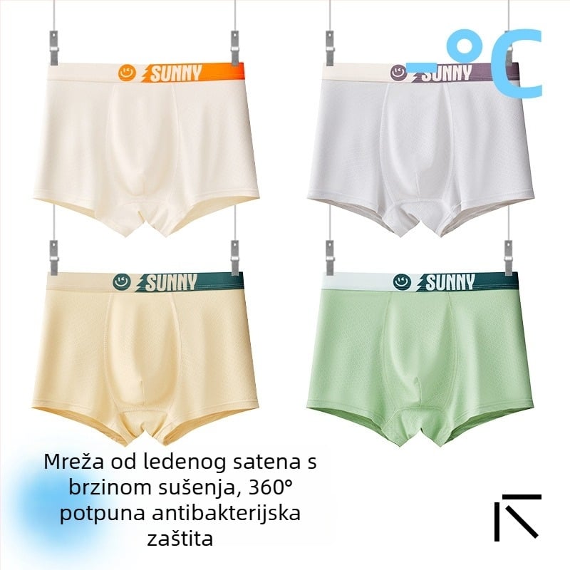 Dječje muške gaćice za dječake, Ice Silk tkanina, 85% najlon, 15% spandeks, ljeto 2025, bez šavova