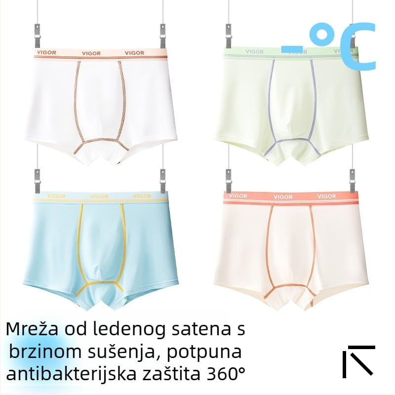 Dječje muške gaćice za dječake, Ice Silk tkanina, 85% najlon, 15% spandeks, ljeto 2025, bez šavova