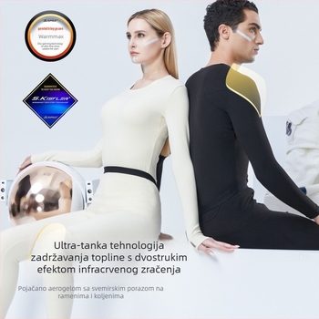 Aerogel termalni set za unisex, s flisom, zaštita koljena, okrugli izrez, dugi rukavi, jednoslojni, 181–200 g/m²