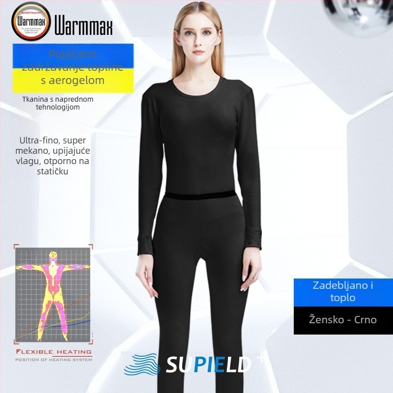 Aerogel termalni set za unisex, s flisom, zaštita koljena, okrugli izrez, dugi rukavi, jednoslojni, 181–200 g/m²