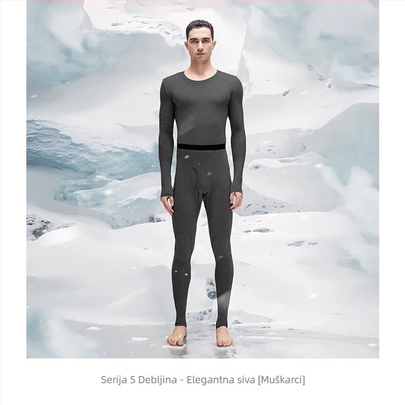 Aerogel termalni set za unisex, s flisom, zaštita koljena, okrugli izrez, dugi rukavi, jednoslojni, 181–200 g/m²