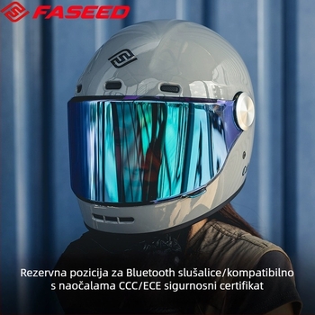 FASEED Retro potpuno lice kaciga za motocikl, ABS, 3C certifikat, univerzalno za četiri sezone