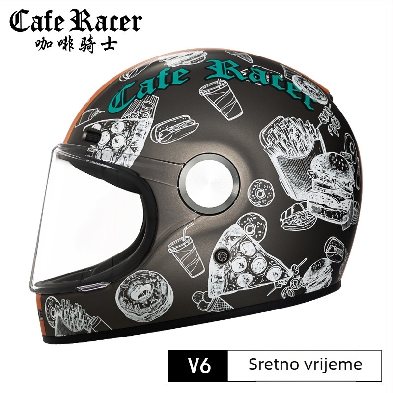 FASEED Retro potpuno lice kaciga za motocikl, ABS, 3C certifikat, univerzalno za četiri sezone