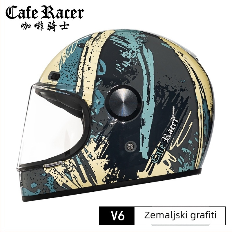 FASEED Retro potpuno lice kaciga za motocikl, ABS, 3C certifikat, univerzalno za četiri sezone