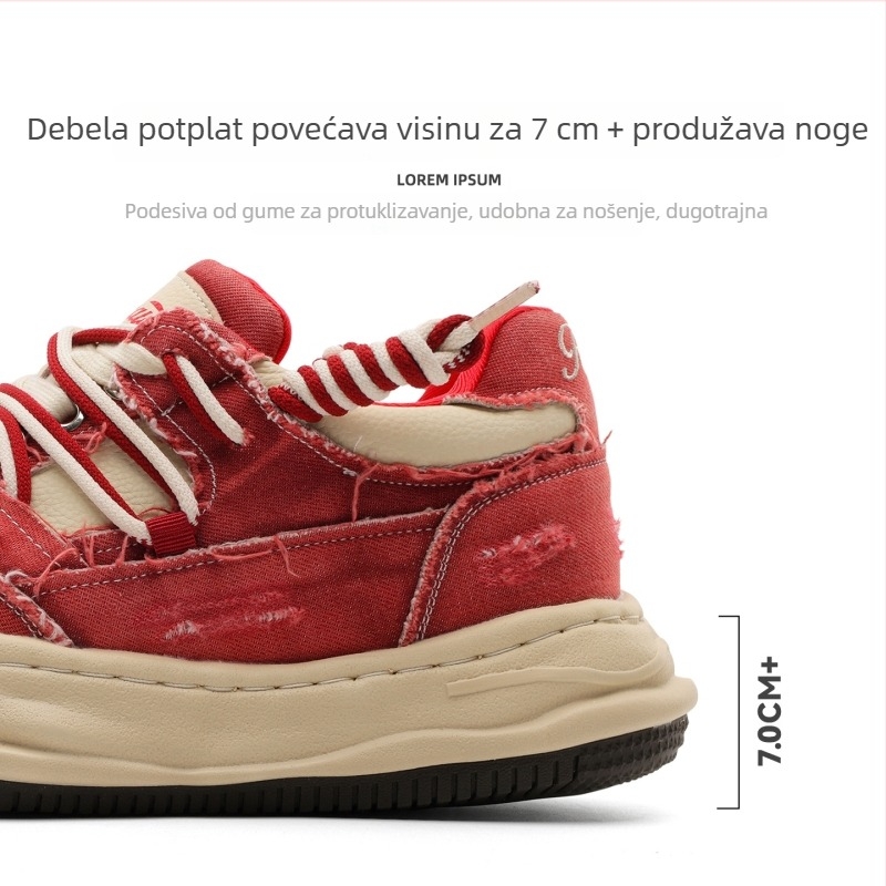 Okko tenisice s povećanjem visine od 7 cm, gornji dio od mješavine materijala, niski gornji dio, vezanje šnure, gumeni potplat, mikrovlakna ulošak