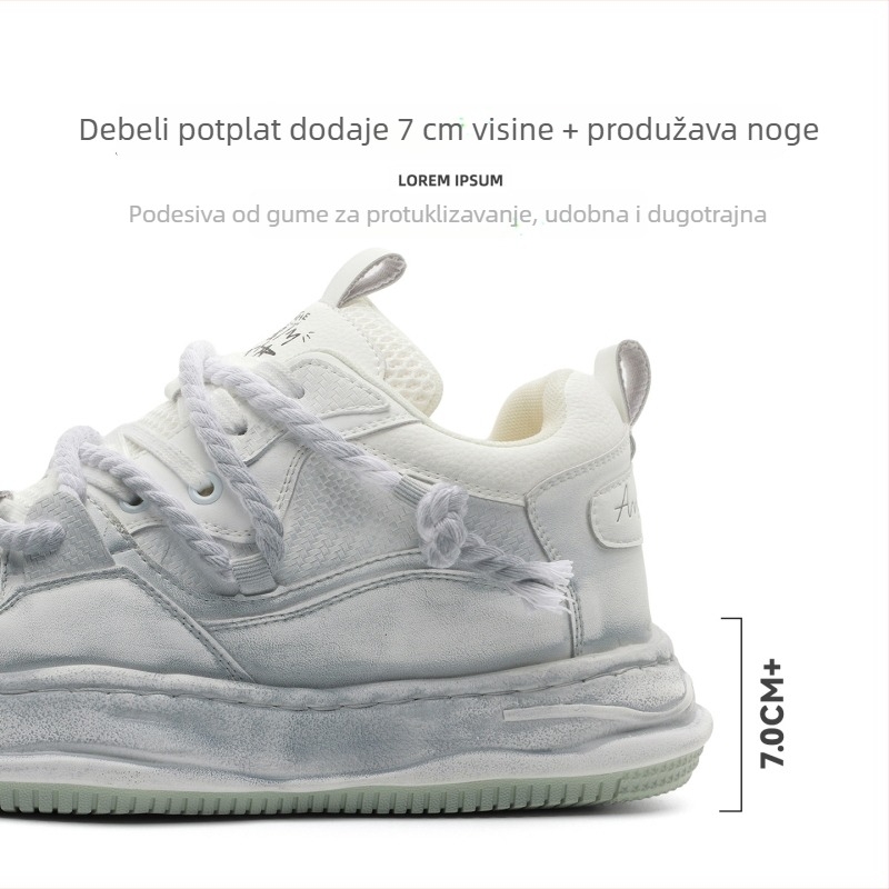 Okko tenisice s povećanjem visine od 7 cm, gornji dio od mješavine materijala, niski gornji dio, vezanje šnure, gumeni potplat, mikrovlakna ulošak