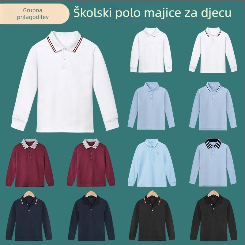 Dječje polo majice, pamuk 95% / elastan 5%, Proljeće–Jesen, Labav kroj, Uzrast 3–8 godina