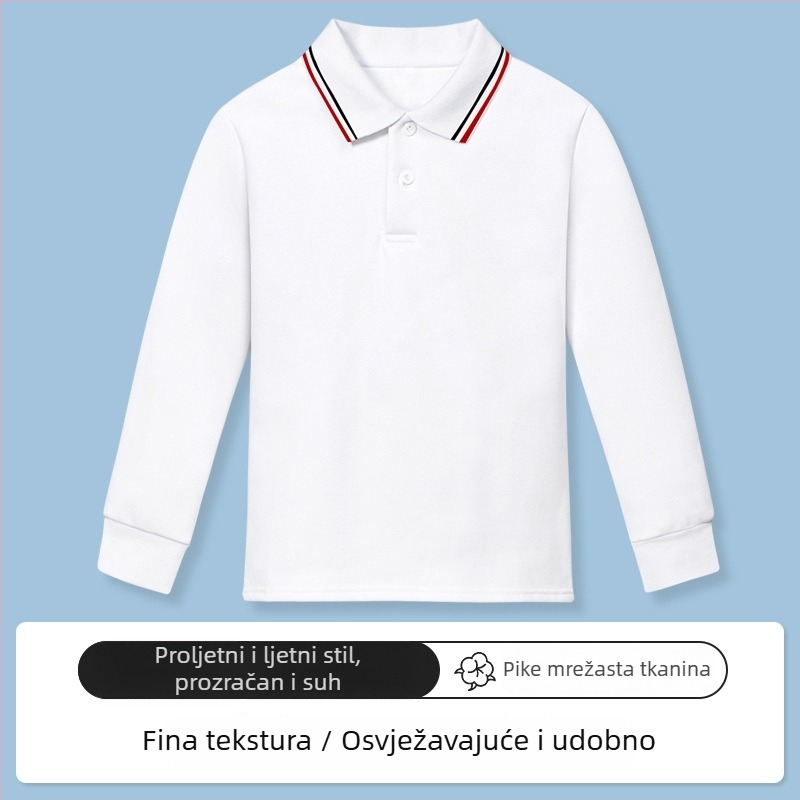 Dječje polo majice, pamuk 95% / elastan 5%, Proljeće–Jesen, Labav kroj, Uzrast 3–8 godina