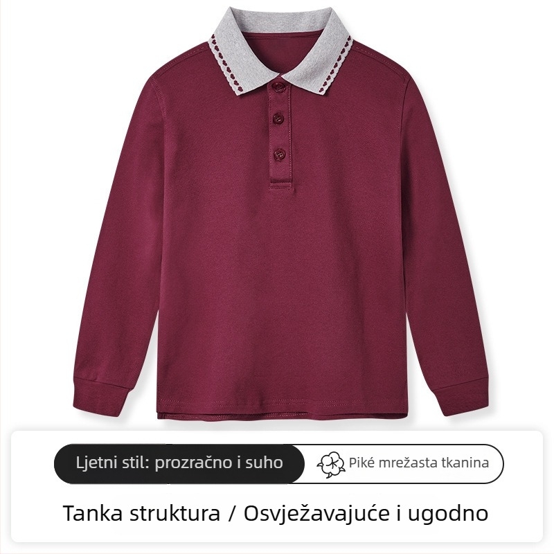 Dječje polo majice, pamuk 95% / elastan 5%, Proljeće–Jesen, Labav kroj, Uzrast 3–8 godina