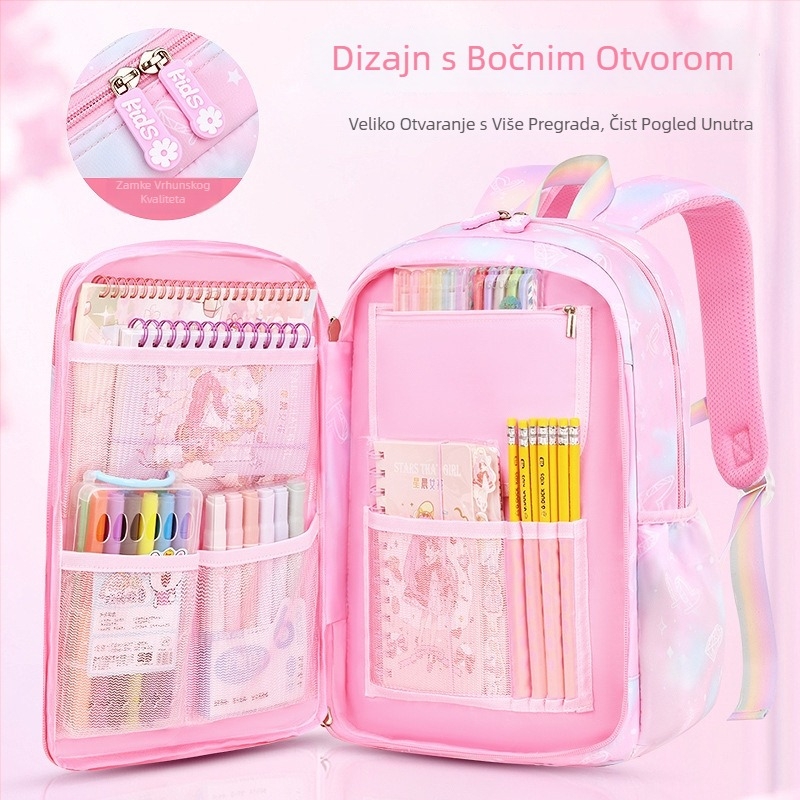 Školska ranac za djevojčice od Oxford tkanine — prozračan, ultra lagan, smanjuje teret, gradijentni uzorak, zakrivljeni ramenski remeni