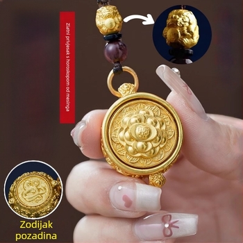 Latunski brelok s motivom 12 zodijaka i rogom plodnosti, klasični stil