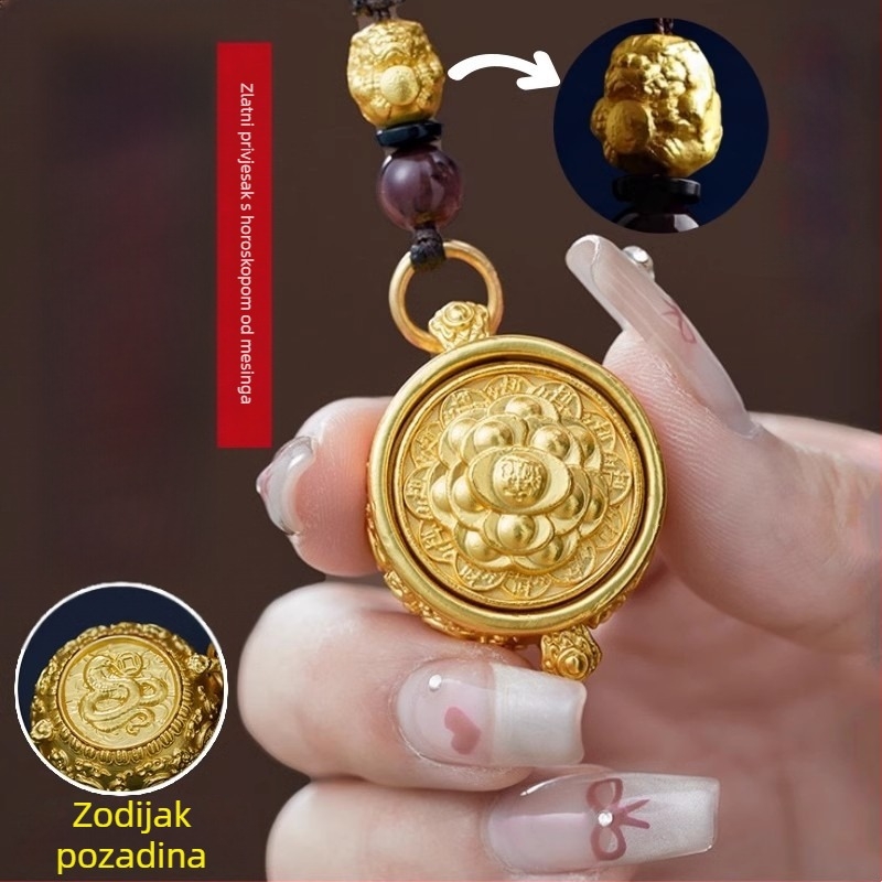 Latunski brelok s motivom 12 zodijaka i rogom plodnosti, klasični stil