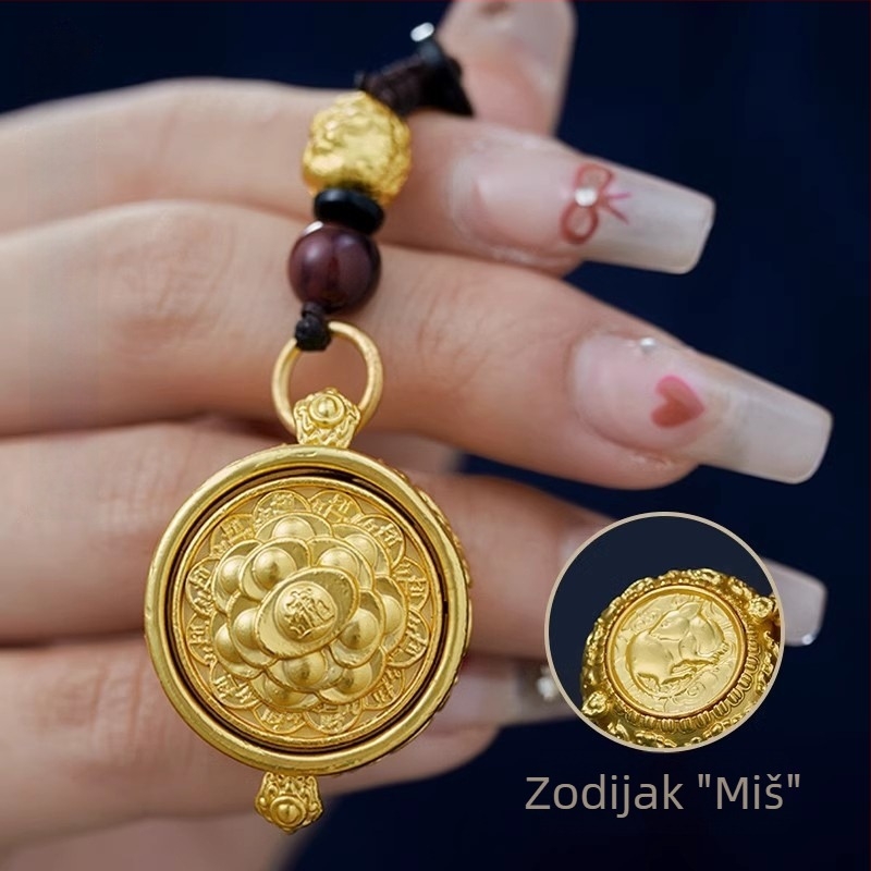 Latunski brelok s motivom 12 zodijaka i rogom plodnosti, klasični stil