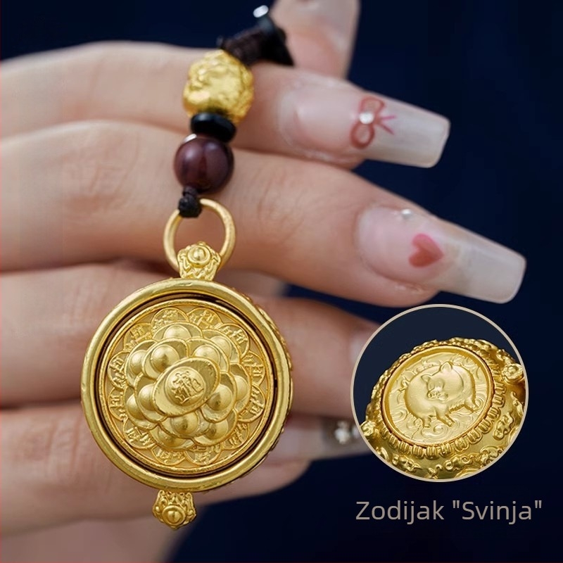 Latunski brelok s motivom 12 zodijaka i rogom plodnosti, klasični stil