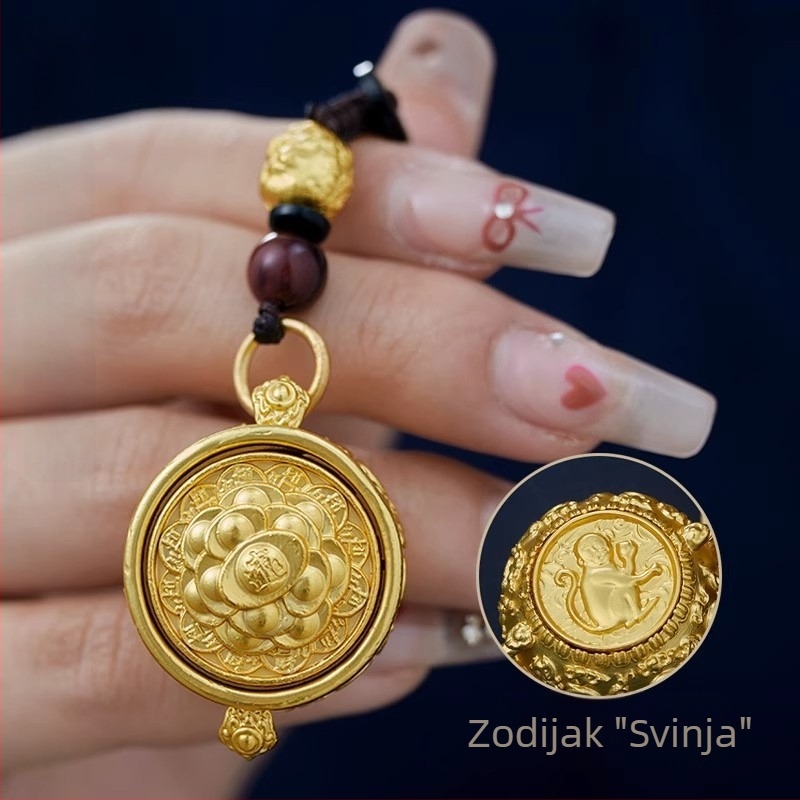 Latunski brelok s motivom 12 zodijaka i rogom plodnosti, klasični stil